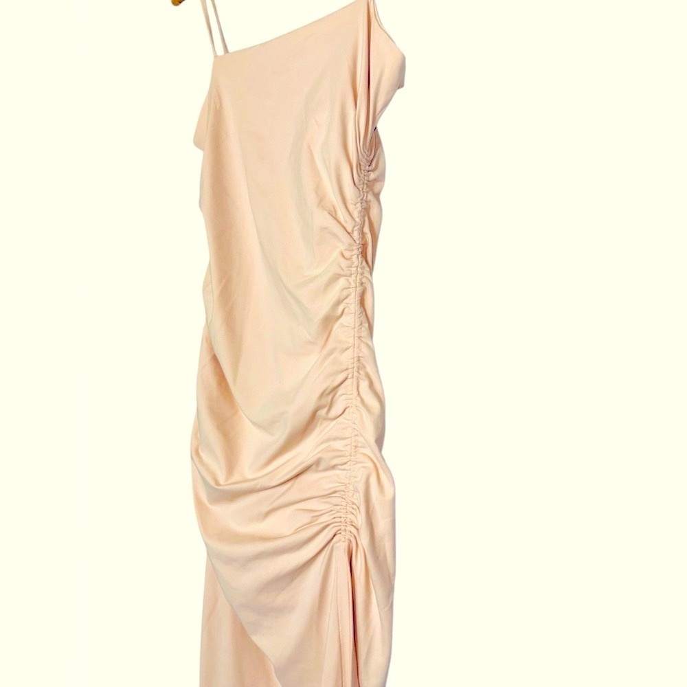 Susana Monaco Ivory Cream Nude Ruched Core Support Fitted Bodycon Maxi Dress - Picture 9 of 13